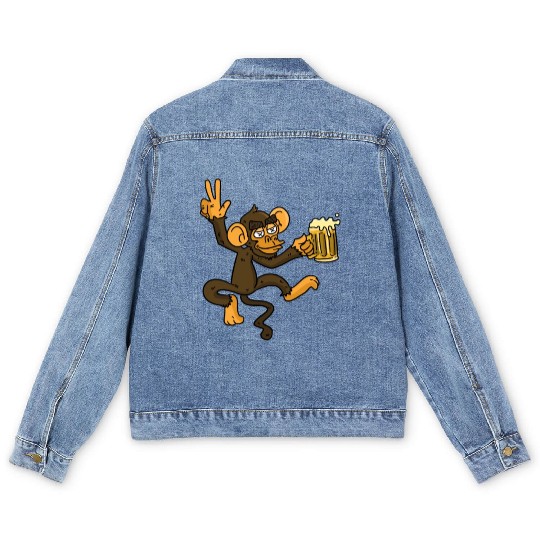 DRUNK MONKEY Beer Men's Denim Jackets