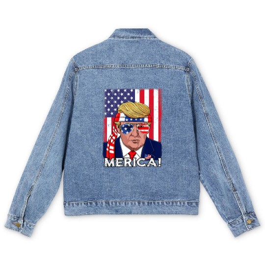 4th Of July Trump Merica USA Boys Girls Kids Men's Denim Jackets