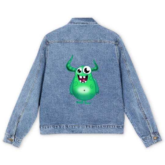 Funny green Monster for Kids Men's Denim Jackets