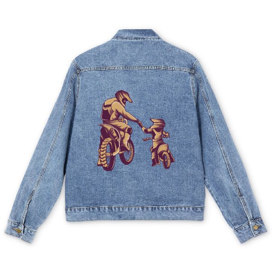 Title: Motocross Dirt Bike Fathers Day Men's Denim Jackets