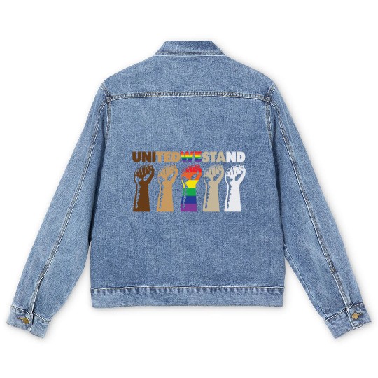 United We Stand Black Lives Matter LGBT Gay Pride Men's Denim Jackets