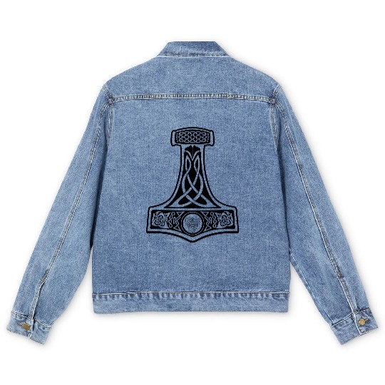 Viking thor hammer Men's Denim Jackets