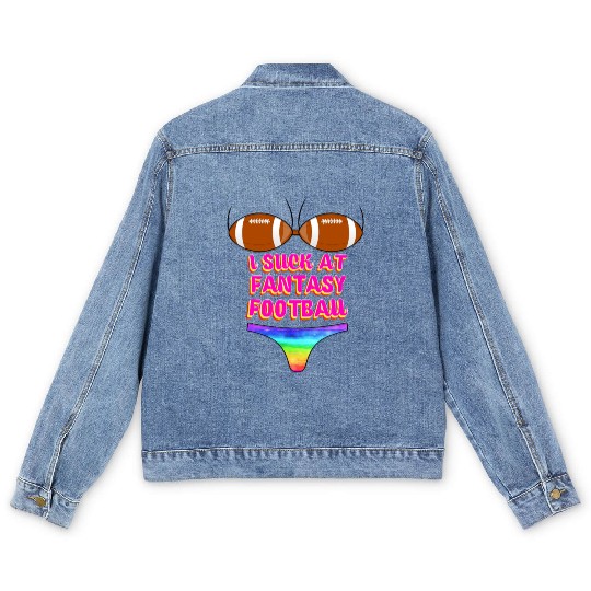 Funny Football I Suck At Fantasy Football Men's Denim Jackets