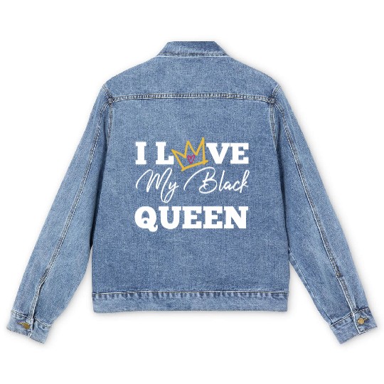 I Love My Black Queen Couples King And Queen Top T Men's Denim Jackets