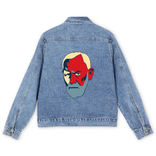 Sigmund Freud Portrait - Red and Blue Men's Denim Jackets