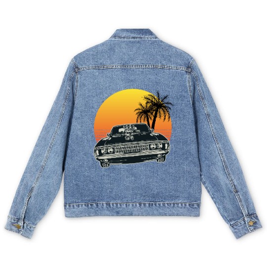 Muscle Car Sunset Men's Denim Jackets