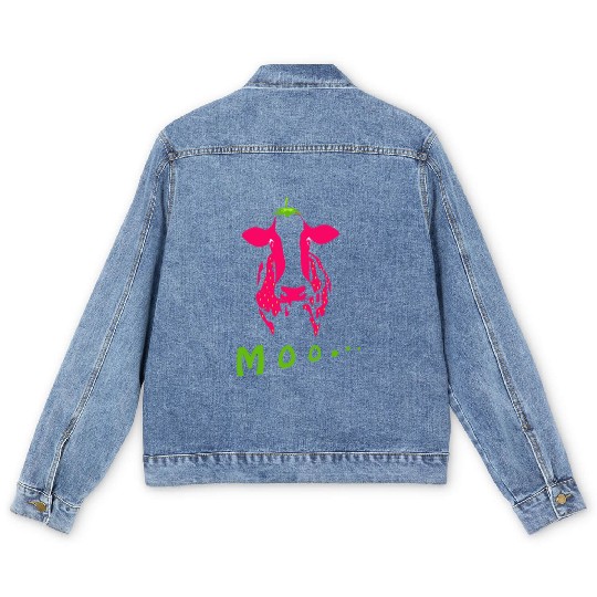 Strawberry cow, Strawberry cow pink, pink cow Men's Denim Jackets