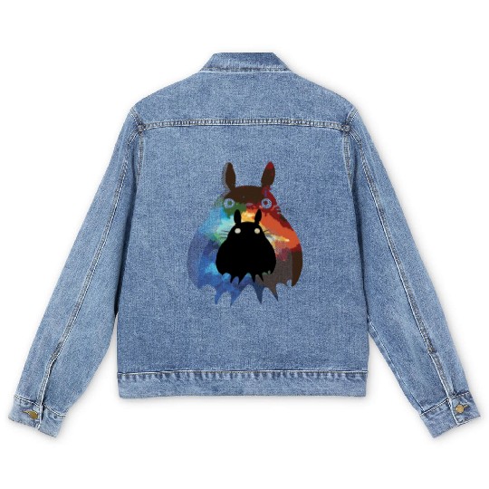 Totoro Watercolor Silhouette Fantasy Fictional Men's Denim Jackets