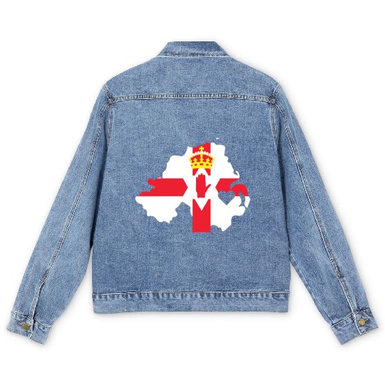 Love Northern Ireland Gift Irish Pride Heart Men's Denim Jackets