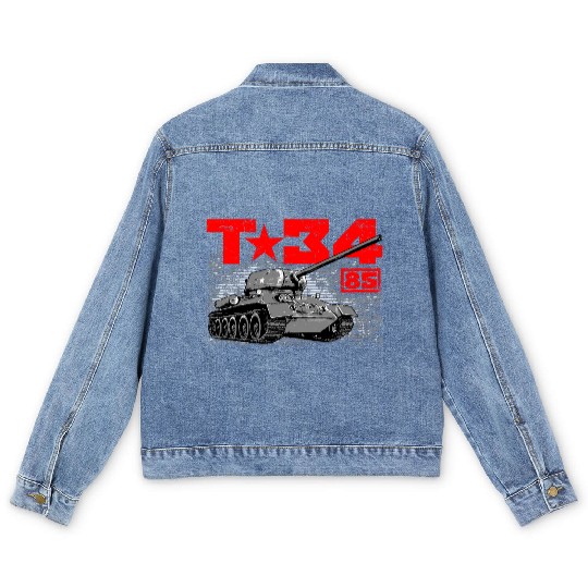 T-34-85 Soviet medium tank Men's Denim Jackets