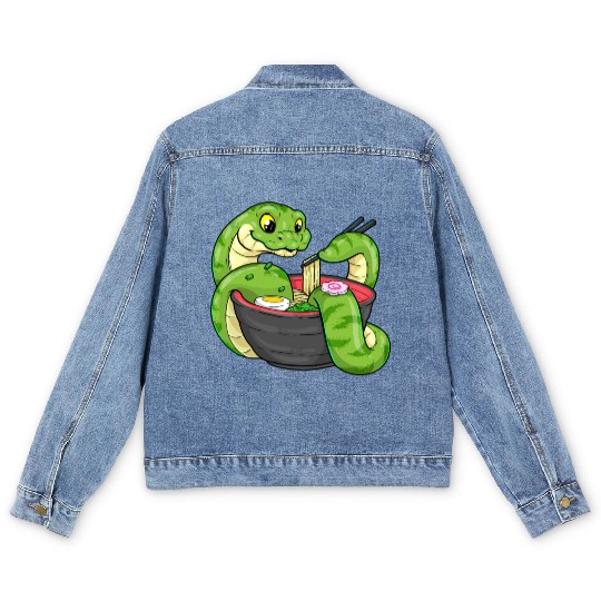 Snake Ramen Noodles Rattlesnake Danger Noodle Men's Denim Jackets