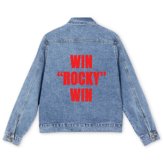 win rocky win Men's Denim Jackets inspired boxing Men's Denim Jackets