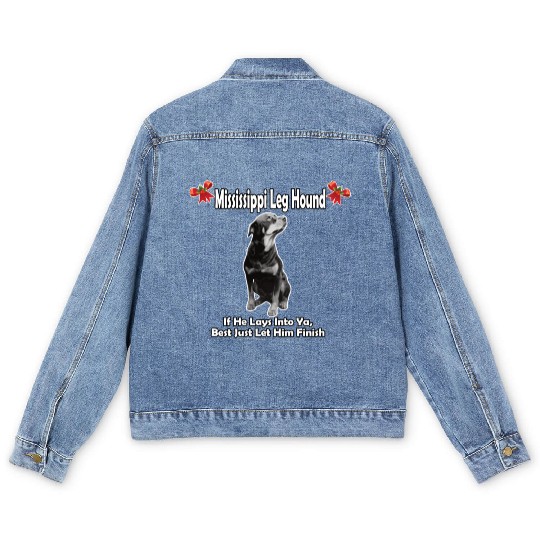 Mississippi Leg Hound Let Him Finish Christmas Men's Denim Jackets