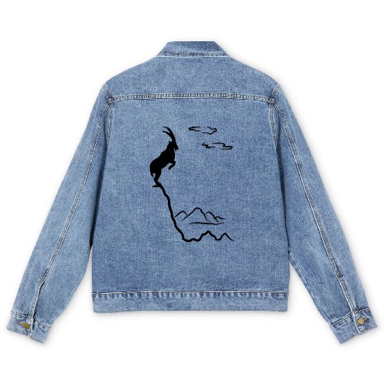 Mountain ibex, mountain goat Men's Denim Jackets