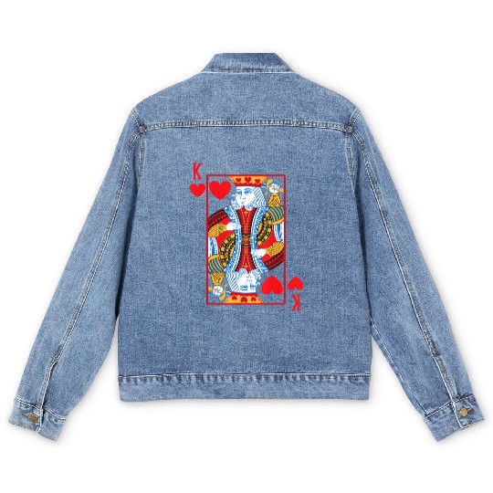 Halloween Playing Card Costume KING OF HEARTS Men's Denim Jackets