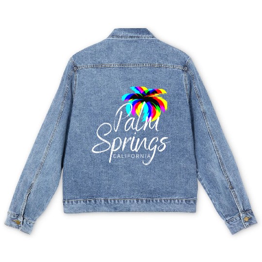 Palm Springs Neon Tree (White) Men's Denim Jackets