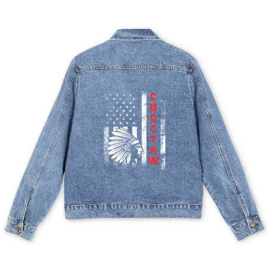 Choctaw Flag US USA Native American Indian Gift Men's Denim Jackets
