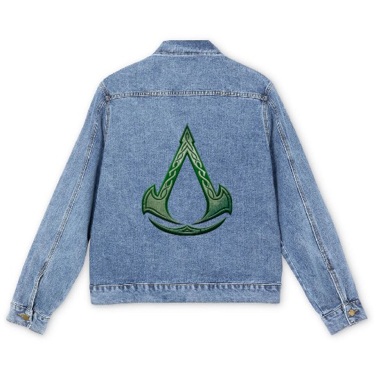 valhalla assassin logo Men's Denim Jackets