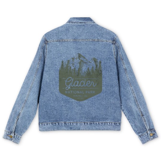 Glacier National Park Hiking Montana Men's Denim Jackets