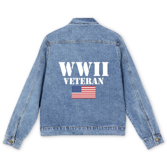 American Patriot Wwii Veteran Military World War 2 Men's Denim Jackets