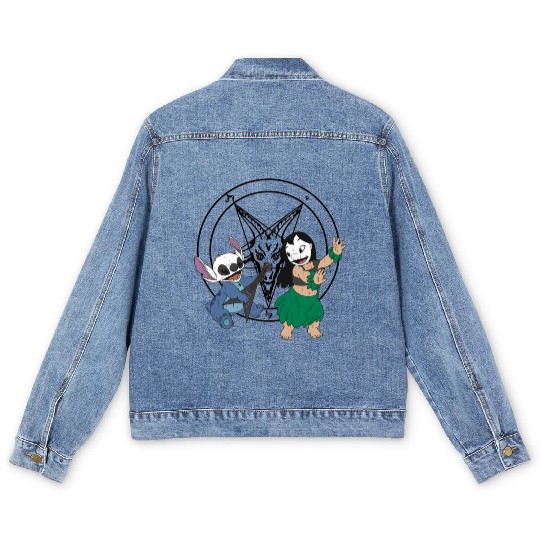 Black Metal Lilo and Stitch Men's Denim Jackets