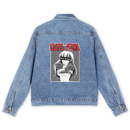 hen Otaku Manga Anime Girl Waifu Material Men's Denim Jackets