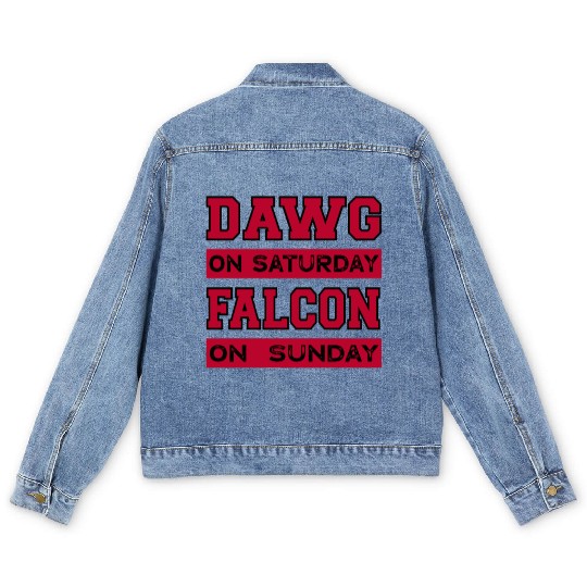 Dawg On Saturday Falcon On Sunday Atlanta Athens F Men's Denim Jackets