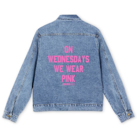 Mean Girls Pink On Wednesday Square Text Men's Denim Jackets
