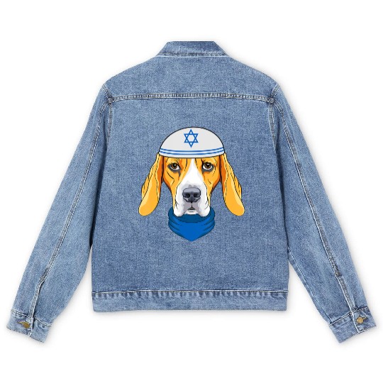 Cute Beagle Hanukkah Funny Dog Lover Jewish Gift Men's Denim Jackets
