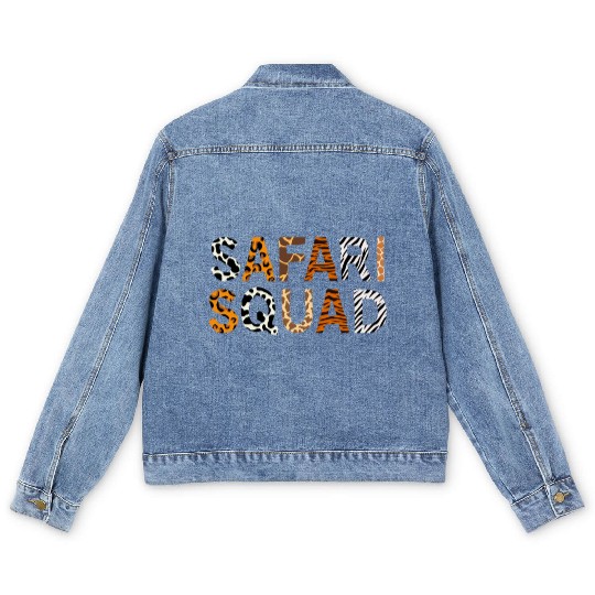 Safari Squad Family Vacation African Animal lover Men's Denim Jackets