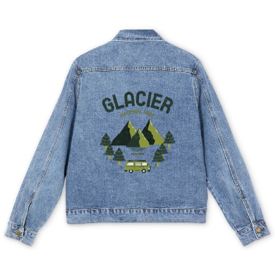 Glacier National Park Montana Travel Men's Denim Jackets