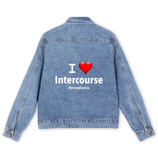 I Love Intercourse Pennsylvania Men's Denim Jackets