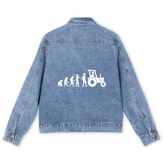 Evolution Farming Funny Farm Farmer Agriculture Men's Denim Jackets