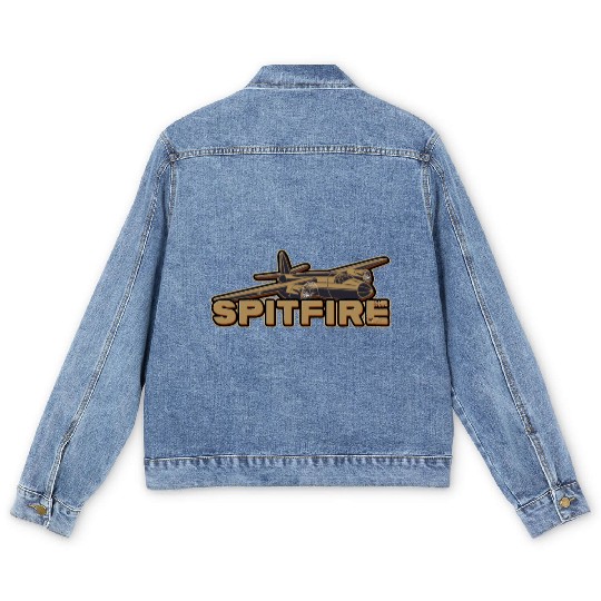 SPITFIRE SUPERMARINE WW2 FIGHTER PLANE Gift Men's Denim Jackets