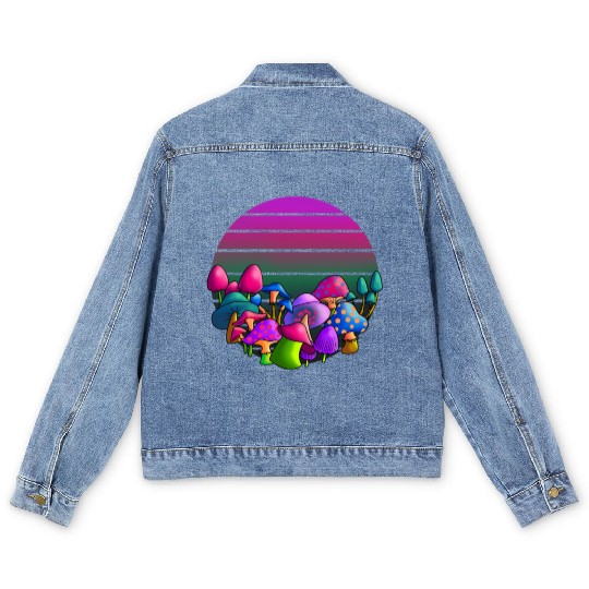 de and Seek Challenge Accepted Fungi Mushroom Men's Denim Jackets