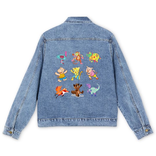 cute Animal Crossing Characters Men's Denim Jackets