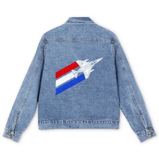 F-4 Phantom Vintage USA Contrails Red White Blue Men's Denim Jackets