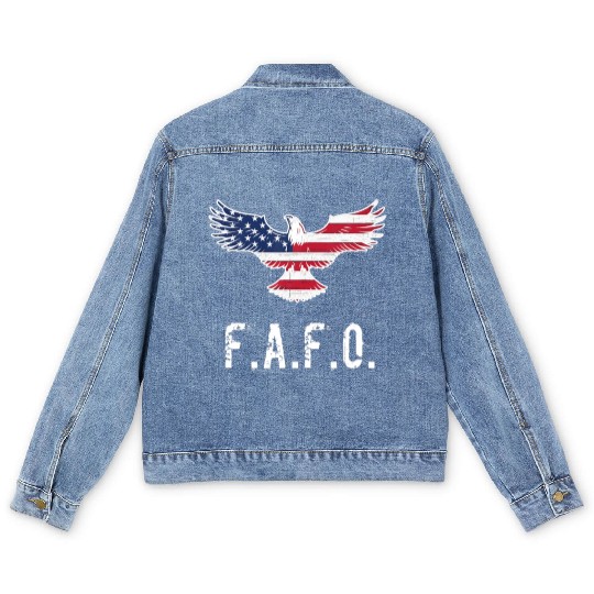 Patriotic American Flag Eagle FAFO / F.A. & F.O. B Men's Denim Jackets