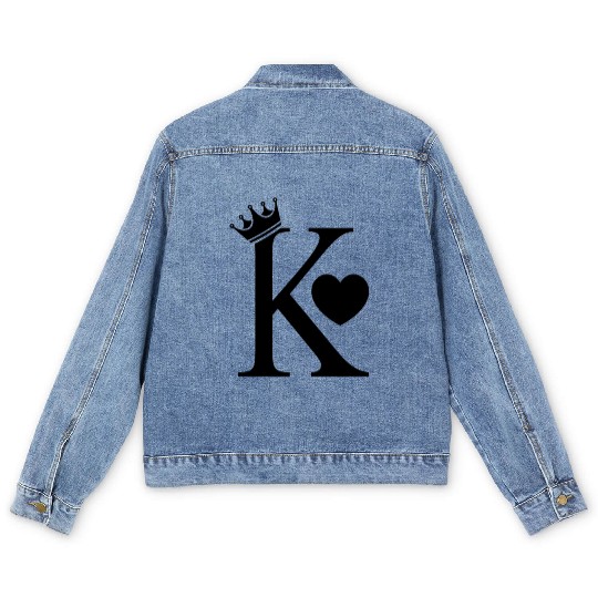 KING OF HEARTS KING CARD LOVE VALENTINES DAY GIFT Men's Denim Jackets