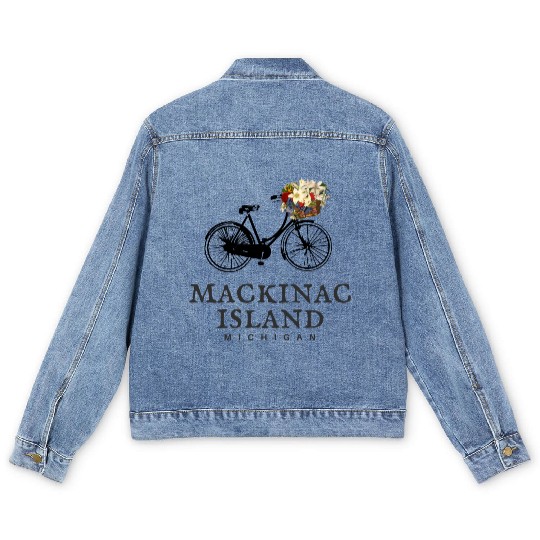 Mackinac Island Bike Michigan Men's Denim Jackets