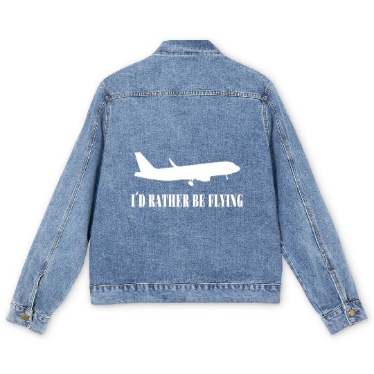 Aviation Airplane Airline Pilot Gift rather flying Men's Denim Jackets