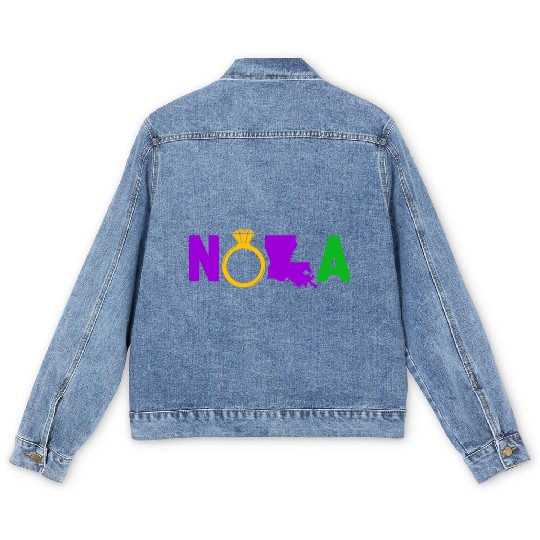 New Orleans Bachelorette Party Map Mardi Gras Men's Denim Jackets