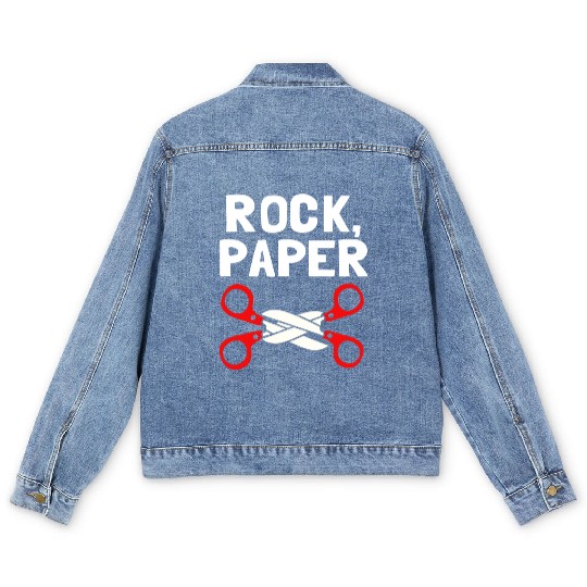 Rock Paper Scissors Lesbian LGBT LGBTQ Men's Denim Jackets