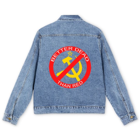 Better Dead Than Red Hammer and Sickle Men's Denim Jackets