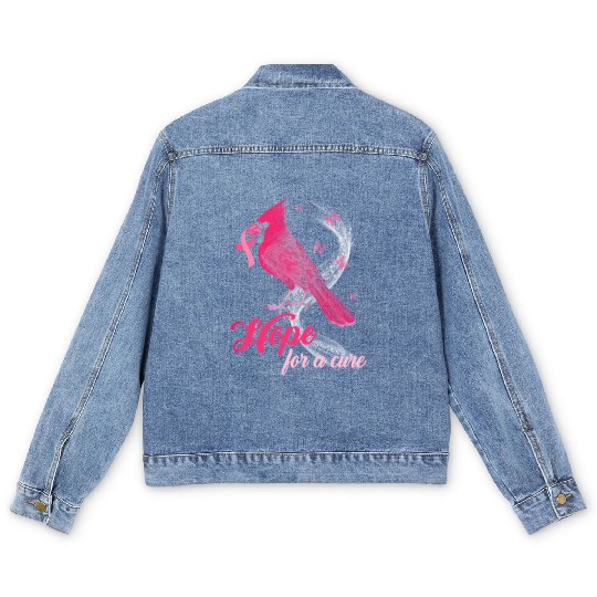 Breast Cancer Cardinal bird hope for a cure Men's Denim Jackets