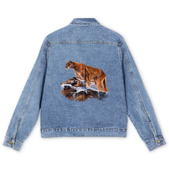 Mountain Lion Cougar Men's Denim Jackets