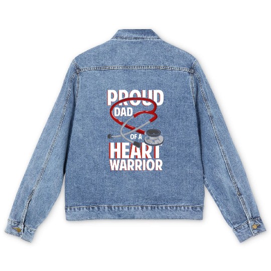 Proud Dad Of A Heart Warrior Coronary Disease CHD Men's Denim Jackets