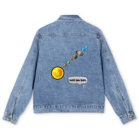 Funny Pluto and Solar System Space Science Gift Men's Denim Jackets
