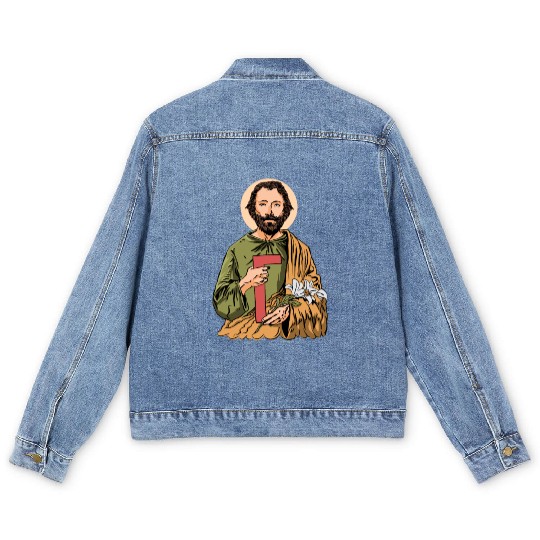 Saint Joseph Catholic Saint Men's Denim Jackets