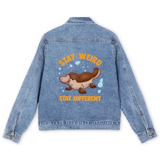 Funny Stay Weird Stay Different Cute Platypus Men's Denim Jackets